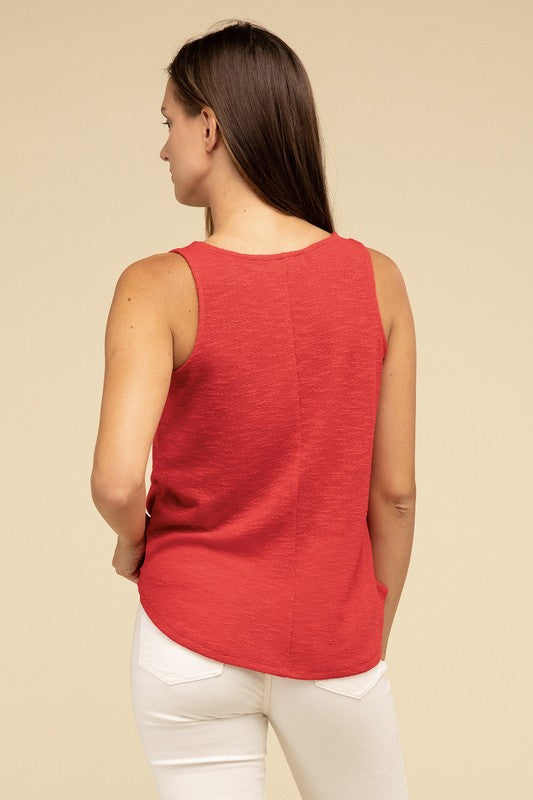 Zenana Slub Knit Relaxed V-Neck Cami Tank Top in 5 Colors