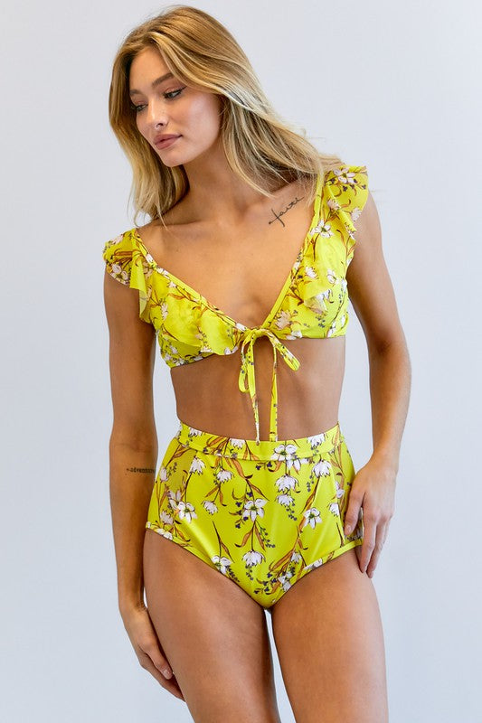 Davi & Dani Floral Printed Two Piece Swimsuit