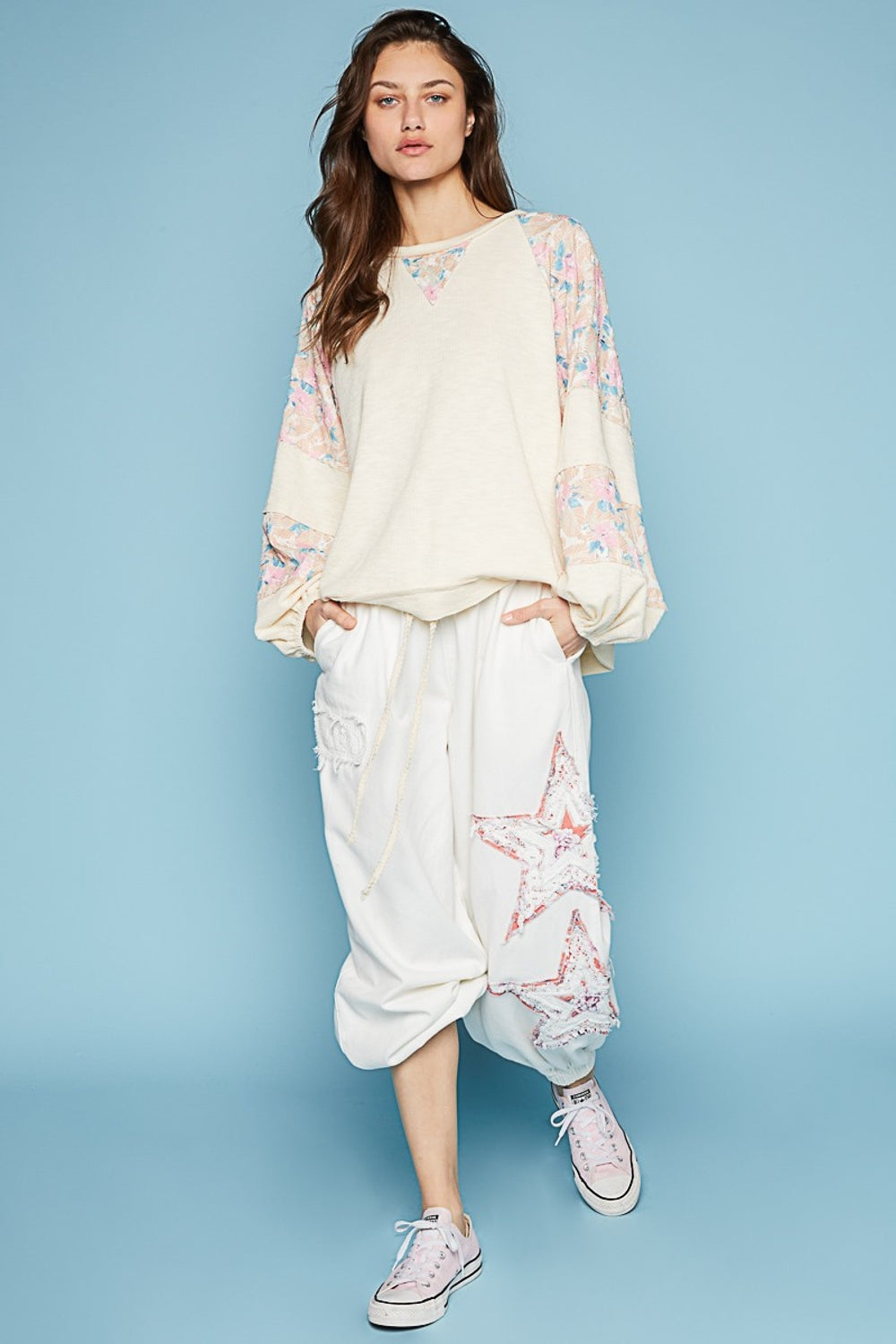 POL Floral Balloon Sleeve Top