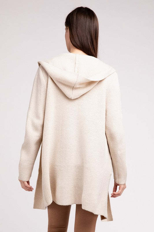 Zenana Hooded Open Front Tunic Cardigan Sweater in 4 Colors