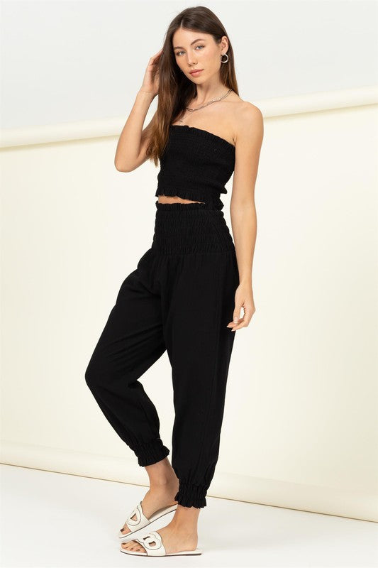 HYFVE Smocked Tube Top and Trousers Set in 2 Colors