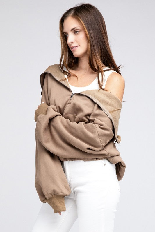 BiBi Oversized Half Zip Hoodie Sweatshirt in 4 Colors - Only Extra Large Available