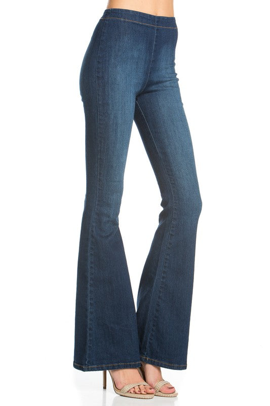 O2 Denim Zipper Back Flare Denim Jeans in 3 Color Washes