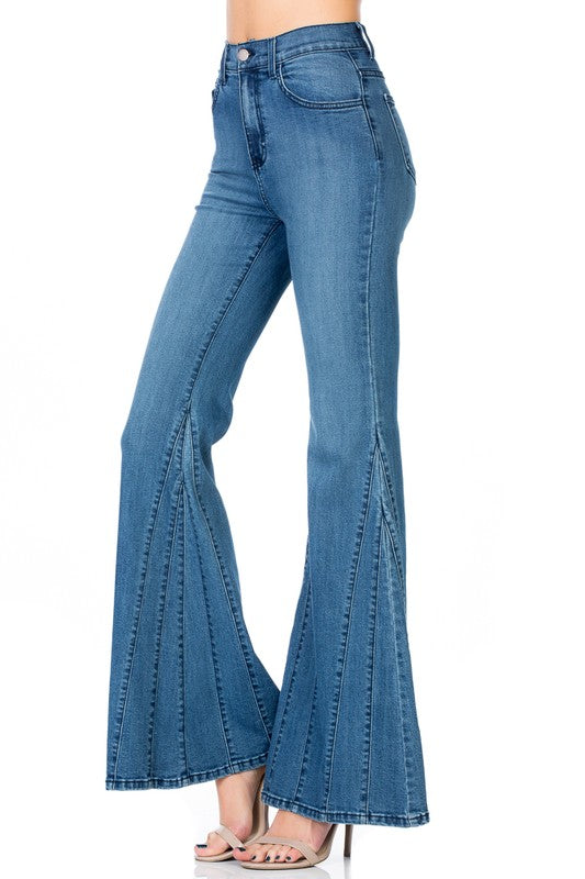 O2 Denim High Waisted Wide Mermaid Flare Denim Jeans