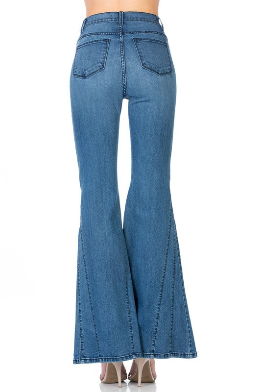 O2 Denim High Waisted Wide Mermaid Flare Denim Jeans