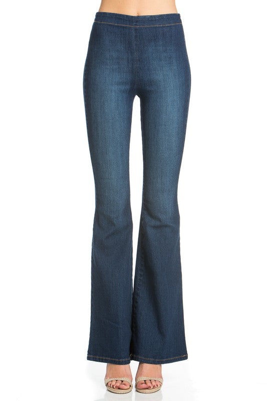 O2 Denim Zipper Back Flare Denim Jeans in 3 Color Washes