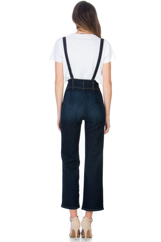 O2 Denim High Waist Flared Leg Denim Overall Jeans in 5 Colors