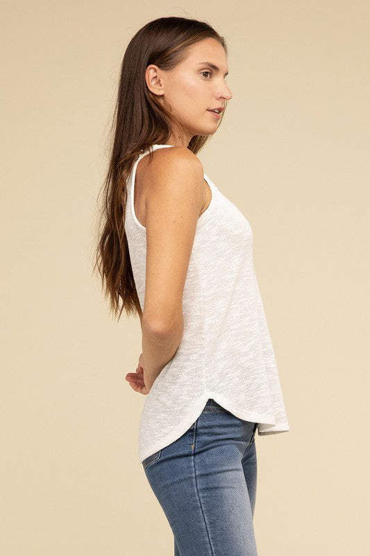 Zenana Slub Knit Relaxed V-Neck Cami Tank Top in 5 Colors