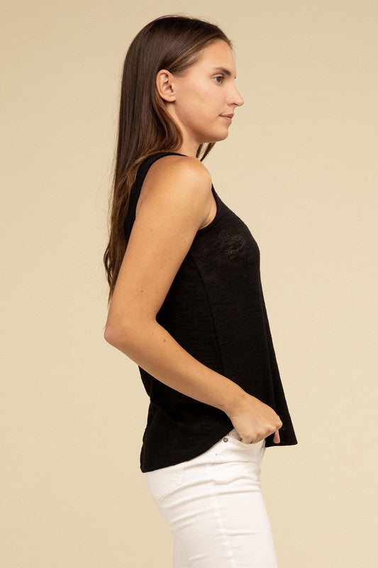 Zenana Slub Knit Relaxed V-Neck Cami Tank Top in 5 Colors