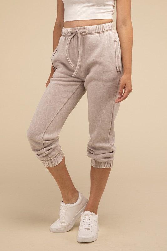 Zenana Acid Wash Fleece Sweatpants in 3 Colors