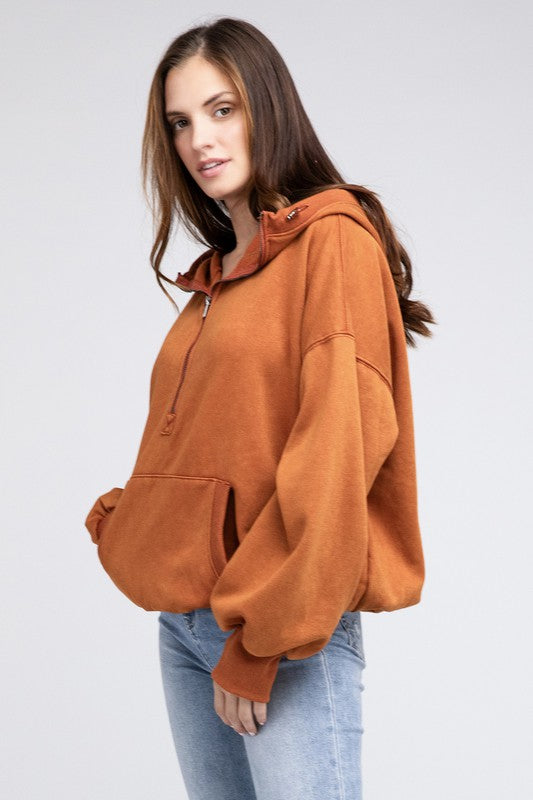 BiBi Oversized Half Zip Hoodie Sweatshirt in 4 Colors - Only Extra Large Available