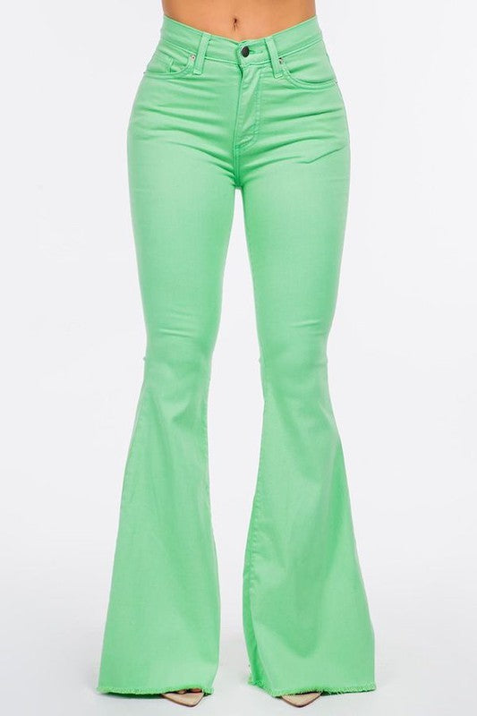 GJG Denim Bell Bottom Jeans in Lime