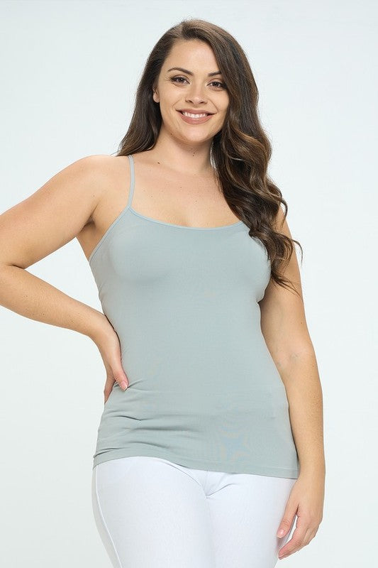 Yelete Active Plus Size One Size Seamless Spaghetti Strap Cami Tank Top in 8 Colors