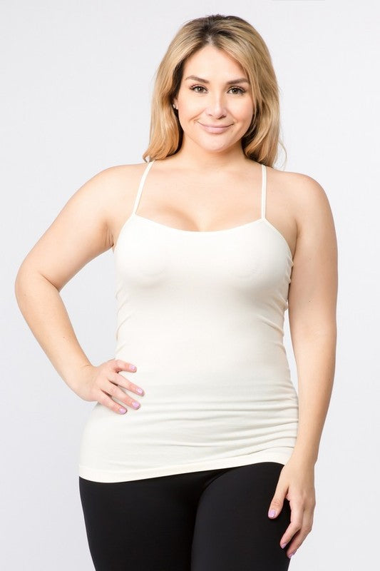 Yelete Active Plus Size One Size Seamless Spaghetti Strap Cami Tank Top in 8 Colors