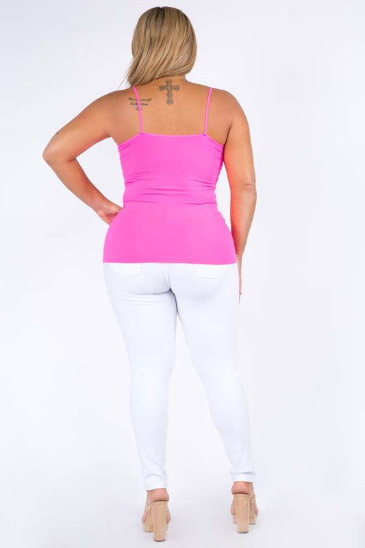 Yelete Active Plus Size One Size Seamless Spaghetti Strap Cami Tank Top in 8 Colors