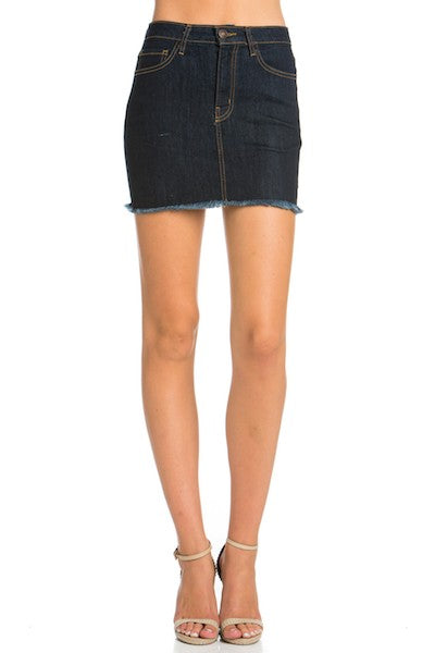 O2 Demin Raw Hem Stretch Denim Jean Mini Skirt in 11 Colors