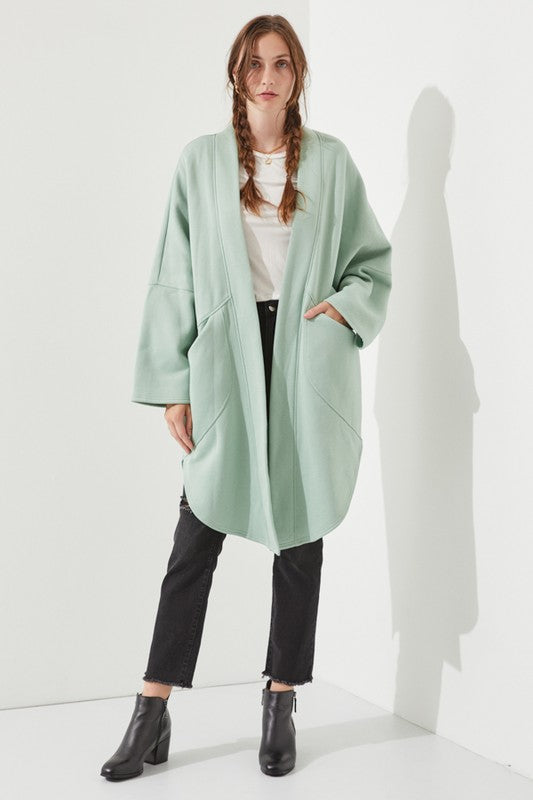 Jade By Jane Oversized Open Front Cardigan Sweater in Sage