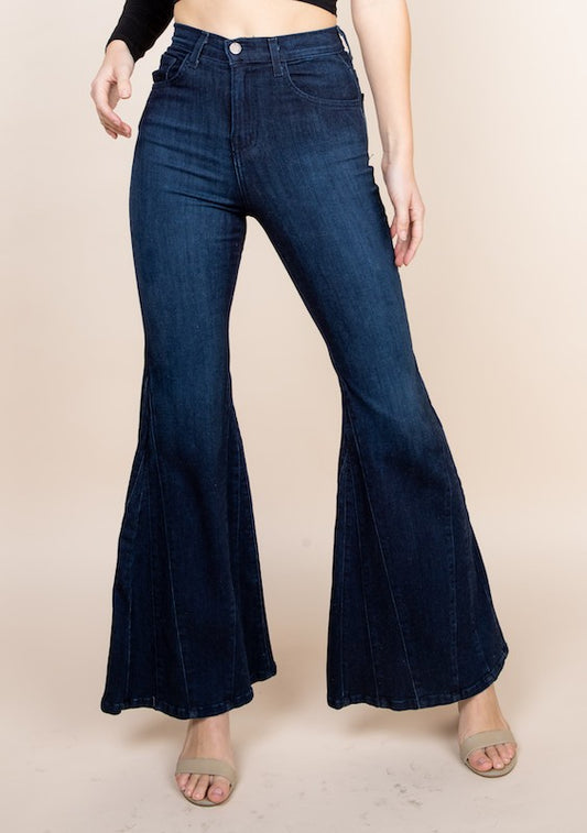 O2 Denim High Waisted Wide Mermaid Flare Denim Jeans