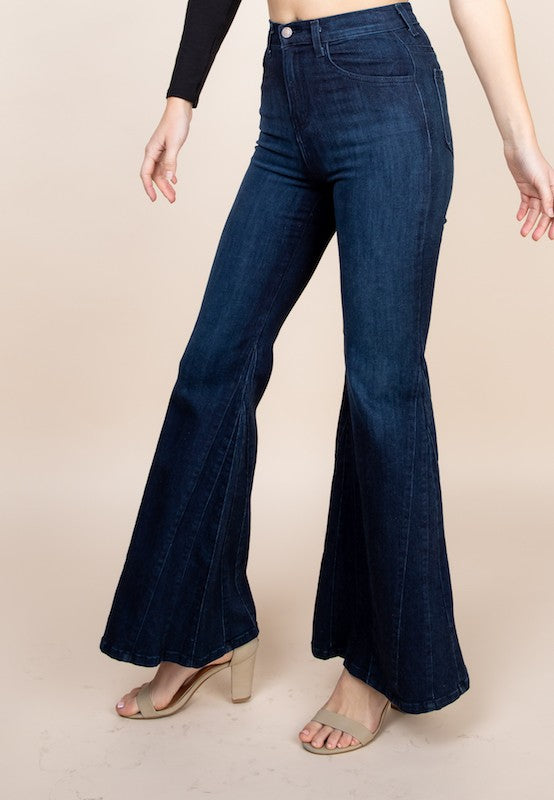 O2 Denim High Waisted Wide Mermaid Flare Denim Jeans