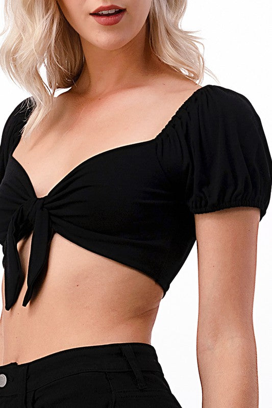 O2 Denim Cross Strap Crop Top in Black or White