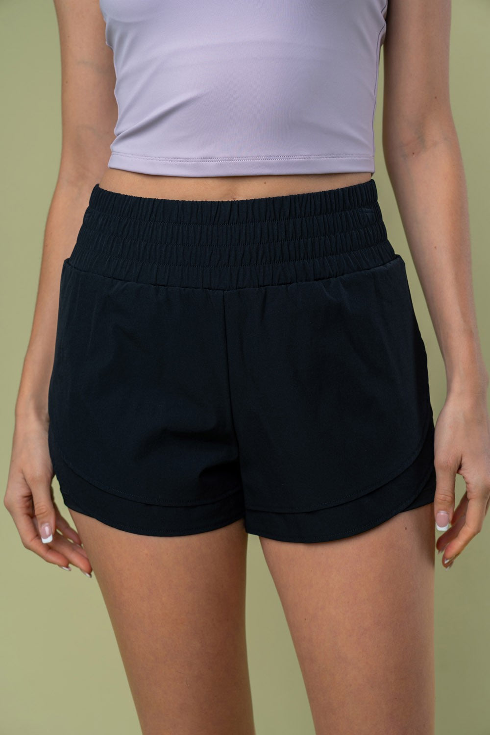 White Birch Activewear Pull-On Nylon Shorts with Pockets