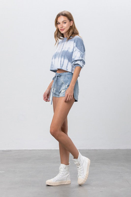 Insane Gene Distressed Denim Drawstring Shorts