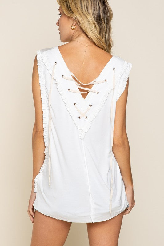 POL Criss-Cross Lace-Up Open Back Tank Top in 2 Colors