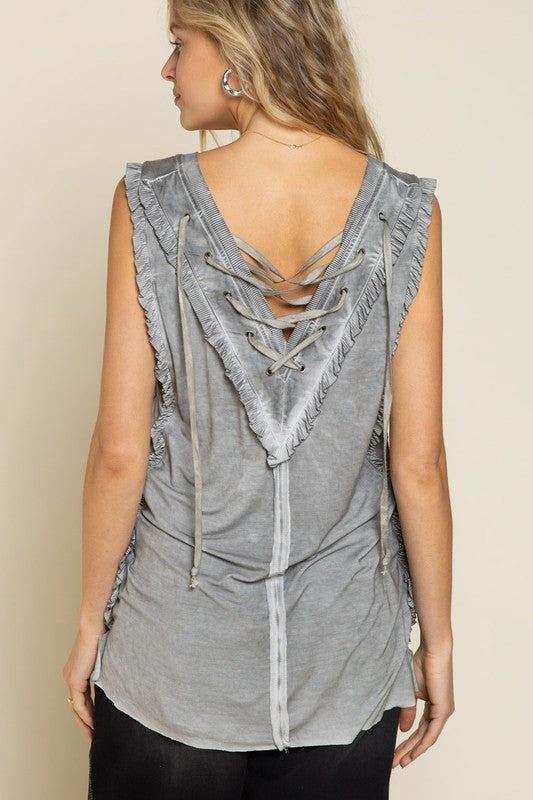 POL Criss-Cross Lace-Up Open Back Tank Top in 2 Colors