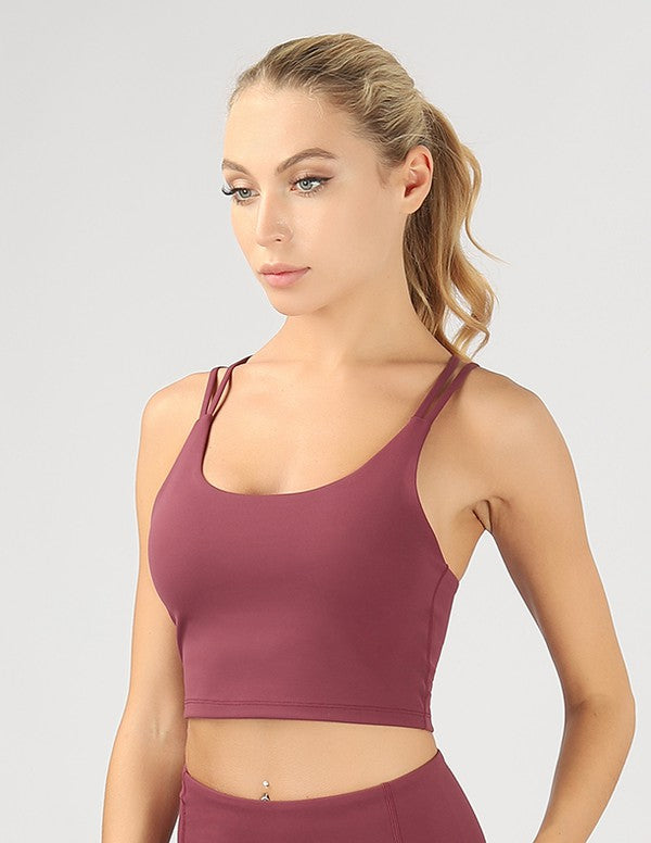 Split Shoulder Strap Crop Top