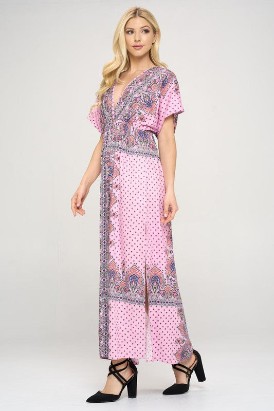 Surplice Maxi Dress with Side Slit