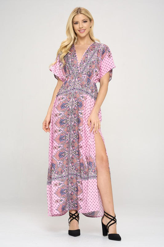 Surplice Maxi Dress with Side Slit