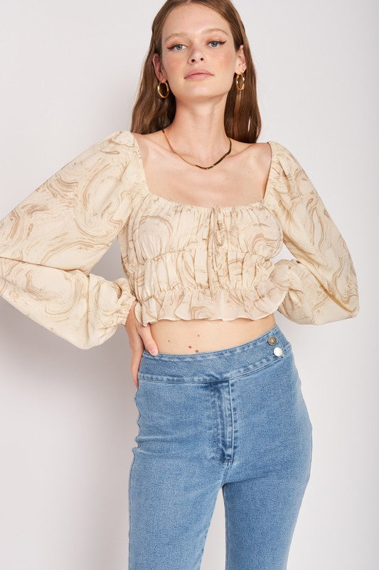 Emory Park Long Sleeve Ruched Crop Top