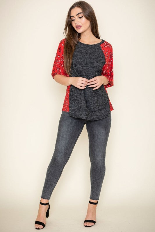 Bandana Paisley Bishop Sleeve Top