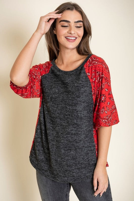 Bandana Paisley Bishop Sleeve Top