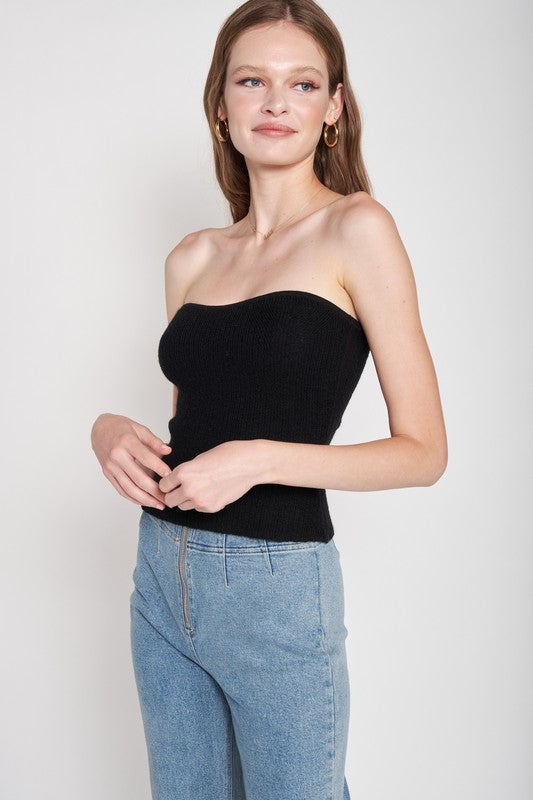 EMORY PARK FUZZY SWEATER TUBE TOP IN 2 COLORS