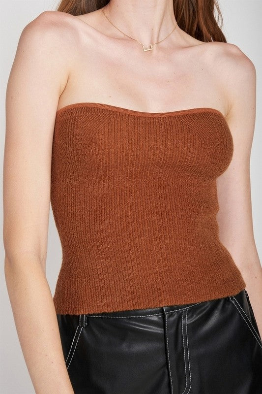 EMORY PARK FUZZY SWEATER TUBE TOP IN 2 COLORS