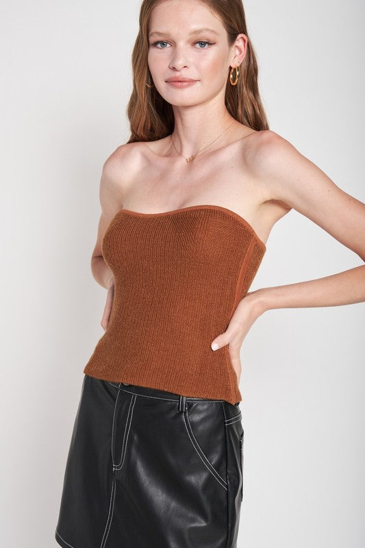 EMORY PARK FUZZY SWEATER TUBE TOP IN 2 COLORS