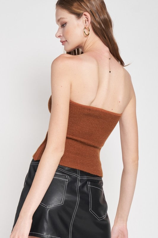 EMORY PARK FUZZY SWEATER TUBE TOP IN 2 COLORS