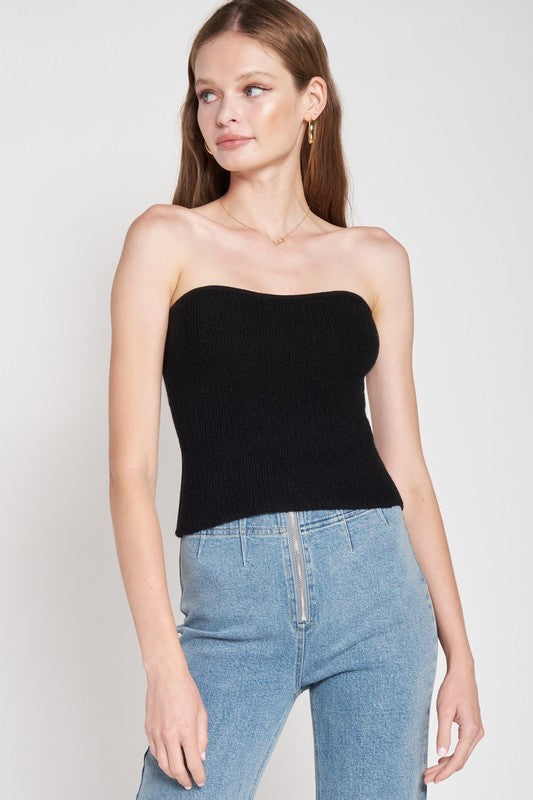 EMORY PARK FUZZY SWEATER TUBE TOP IN 2 COLORS