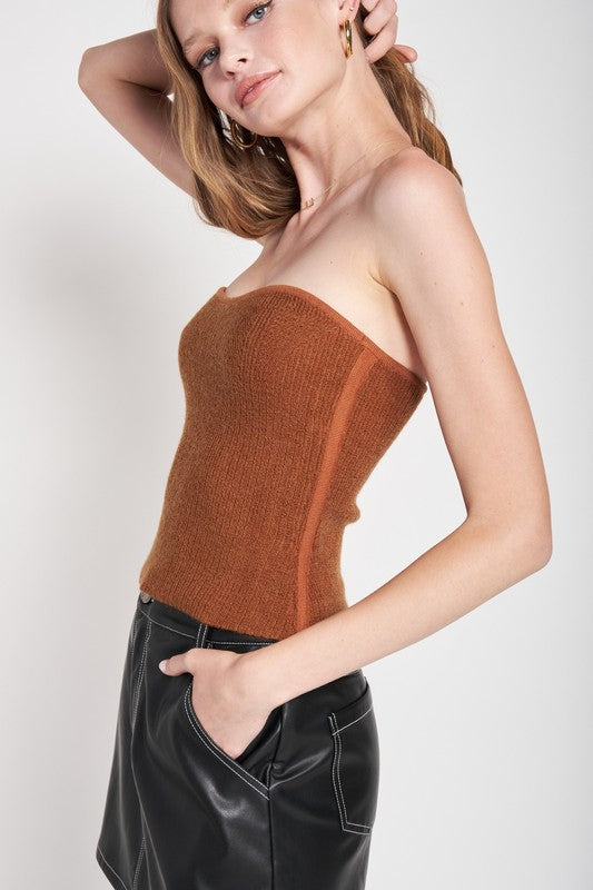 EMORY PARK FUZZY SWEATER TUBE TOP IN 2 COLORS