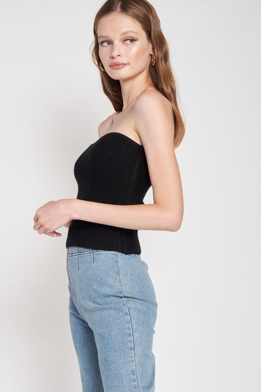 EMORY PARK FUZZY SWEATER TUBE TOP IN 2 COLORS