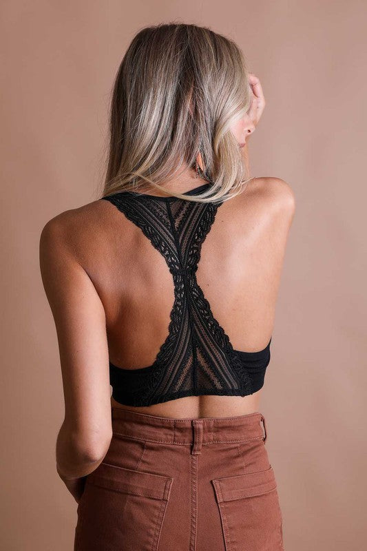 Leto Seamless Lace Racerback Bralette Brami Cropped Cami