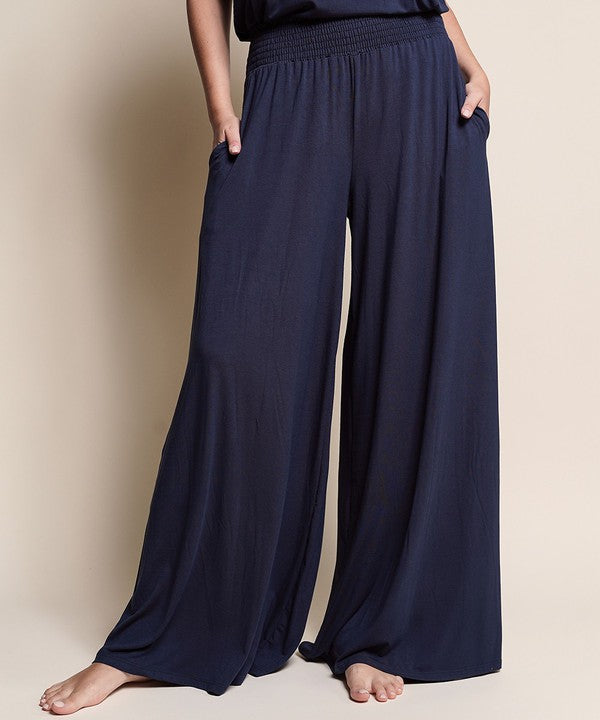 SMOCK ELASTIC WAIST MAXI PALAZZO