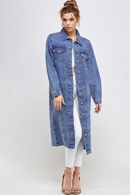 Blue Age Denim Overcoat Midi Jacket in 3 Colors