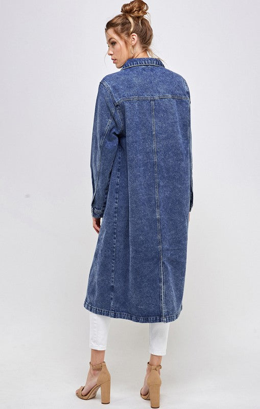 Blue Age Denim Overcoat Midi Jacket in 3 Colors