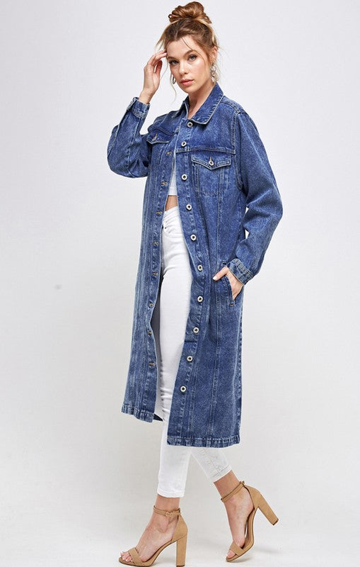 Blue Age Denim Overcoat Midi Jacket in 3 Colors