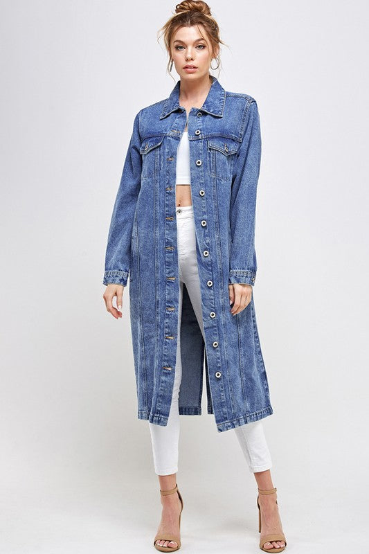 Blue Age Denim Overcoat Midi Jacket in 3 Colors