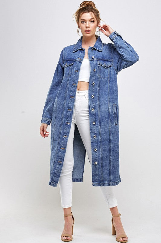 Blue Age Denim Overcoat Midi Jacket in 3 Colors