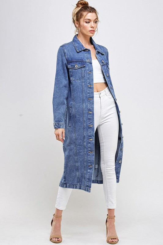 Blue Age Denim Overcoat Midi Jacket in 3 Colors