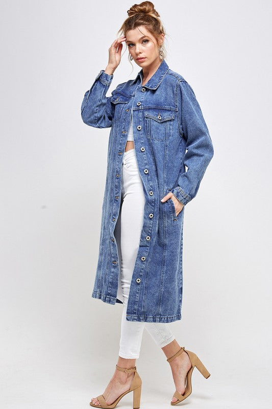 Blue Age Denim Overcoat Midi Jacket in 3 Colors